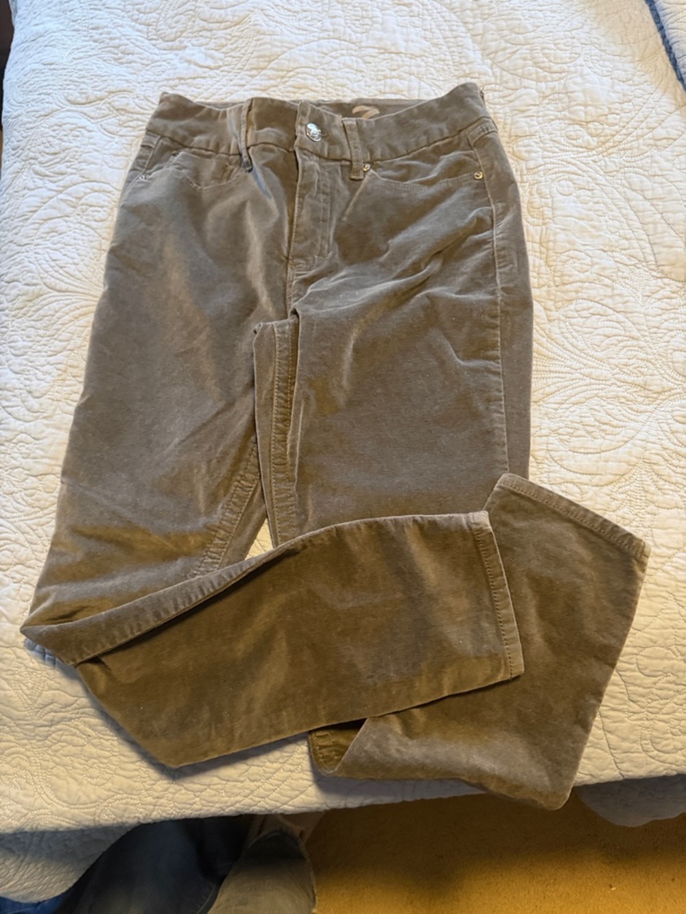 Seven7 Gray Corduroy Pants with Blue Button